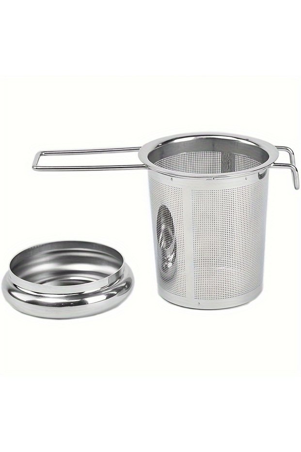 1pc 1pc Premium Stainless Steel Tea Filter Extended Folding Handle, Loose Tea Drainer with Lid,Anti-
