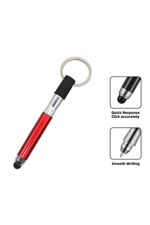Red Mini 2 In 1 Touch Screen Stylus Ballpoint Pen Stylus Capacitive Pen Painting Pencil With Keychai
