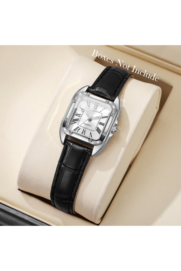 D Without Box Fashion Square Women Leather Strap Wristwatches Casual Roma Dial Quartz Watch For Ladi