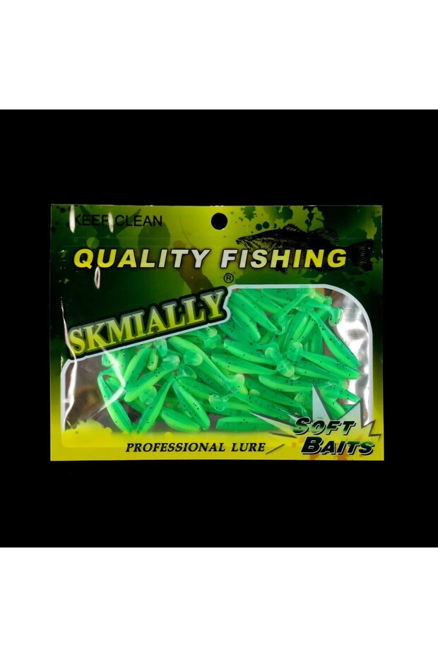 E 50pcs Mini Soft Fishing Lures, T-tail Worm Lure, Silicone Artificial Bait, Bass Pike Fishing Tackl