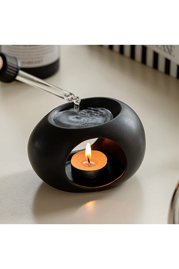 black Ceramic Candle Heating Holder Essential Oil Burner Reed Diffuser Furnace Household Spa Salon L