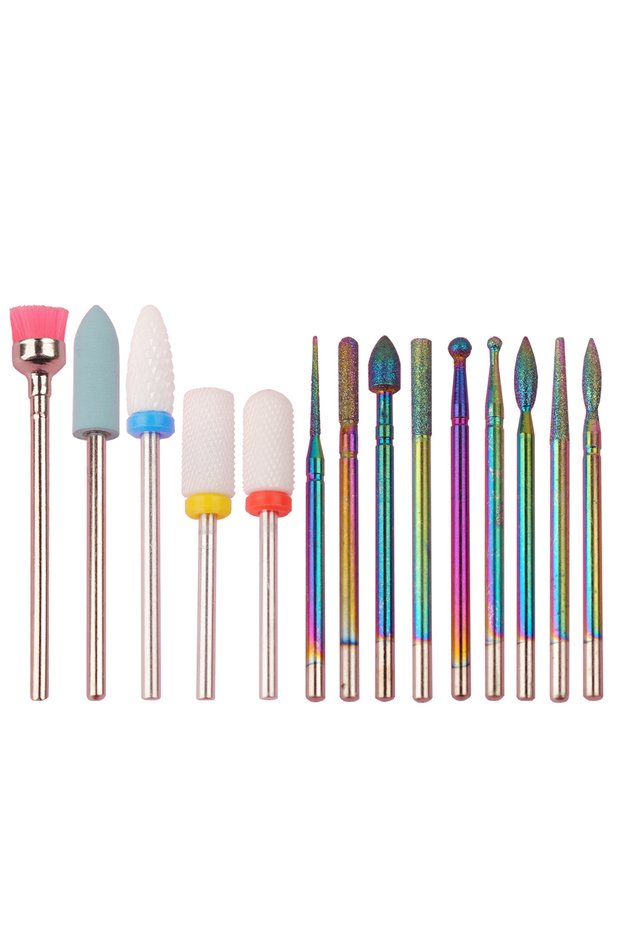 set1 14 Pcs/box Professional Ceramic Nail Drill Bit Set Electric Manicure Nail File Bit For Acrylic