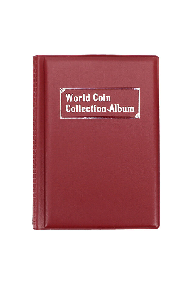Red NICEYARD 120/60 Pockets Artificial PU Leather Coins Collection Album Book Collecting Money Organ
