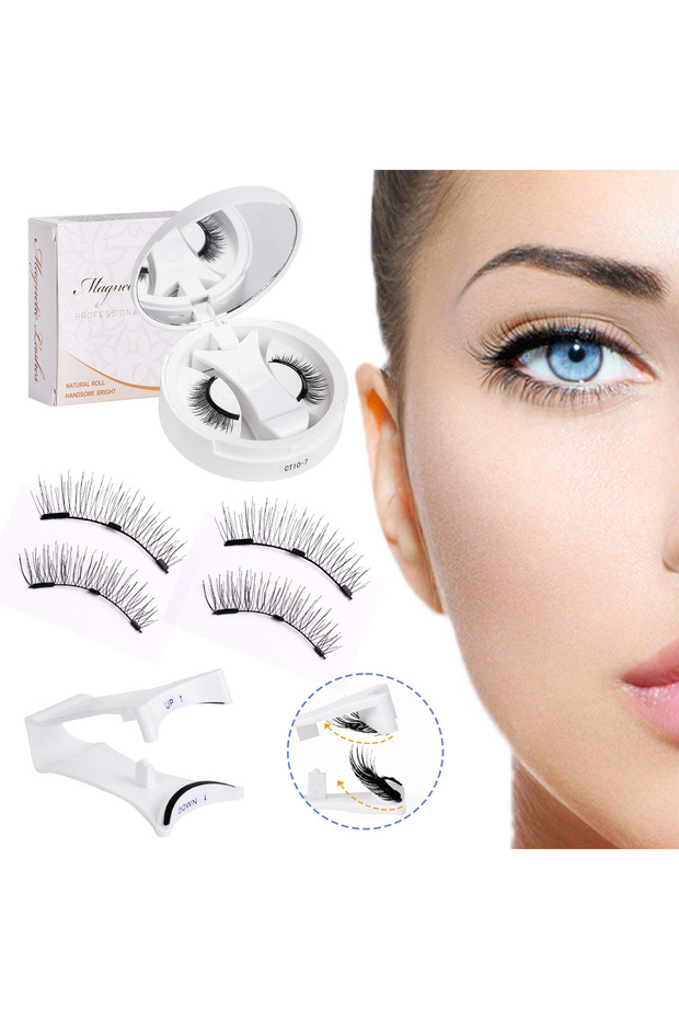 CT10-6 Magnetic Fake Eyelashes Set Reusable 3D Glue-free Waterproof Natural False Eyelashes With Tra
