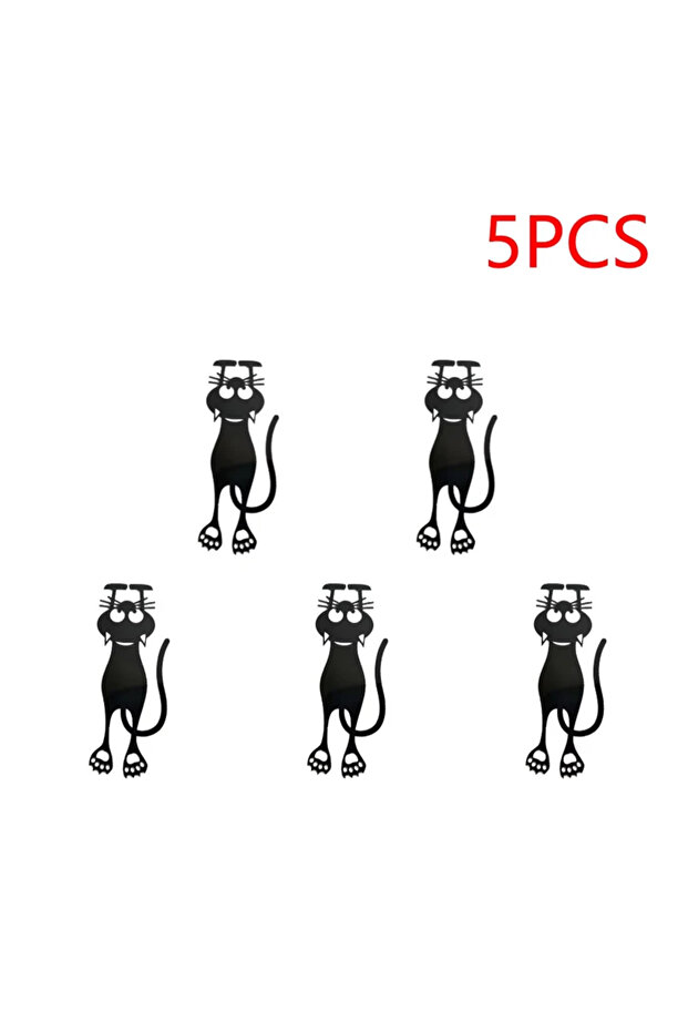 5pcs 1-5PCS Kawaii Black Cat Bookmarks for Books 3D Plastic Stereo Animal Book Mark for Student Teac