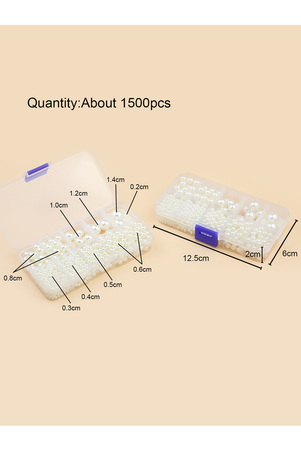 No Hole Beige Box Set 2~14mm No Hole Imitation Pearl Kit Set Box Round Acrylic Loose Beads For Artwa