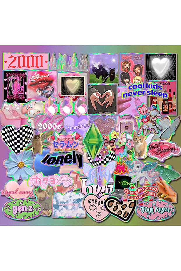 50pcs 50PCS Laser Y2k Pink Girl Stickers Decals Decoration Suitcase Scrapbooking Phone Laptop Statio