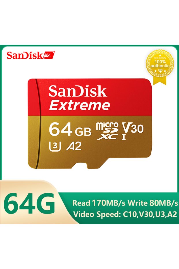 170MBs 64GB SanDisk Extreme Micro SD Card Memory Card 128GB 64GB 256GB 512GB 1T SDXC V30 A2 U3 4K TF