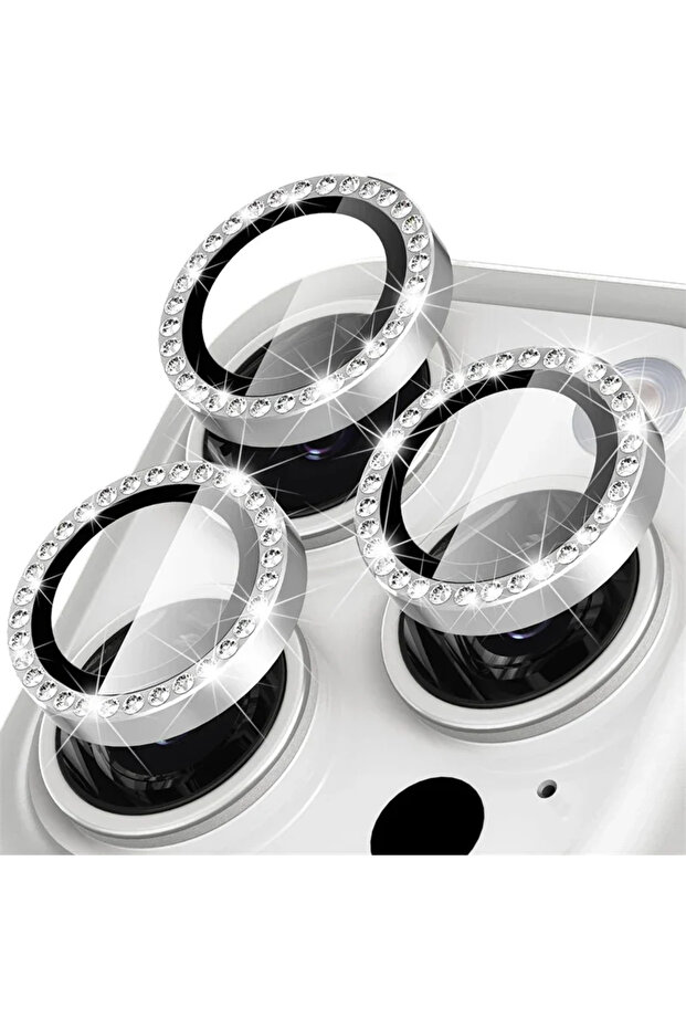 Tempered glass 17-17Pro-17Promax(3) Sliver Glitter Diamond Rhinestone Camera Lens Protector for iPho