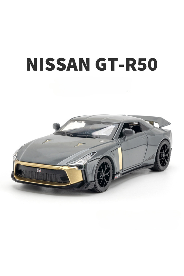 Grey 1:32 Nissan GT-R50 Model Car Toy Alloy Diecasts Metal Super Sport Cars With Sound Light Vehicle