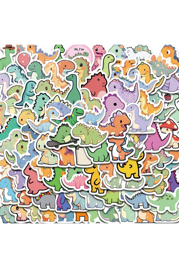 100PCS 100PCS Cute Cartoon Short Legged Dinosaur Sticker Harajuku Suitcase Home Decorated DIY Scrapb