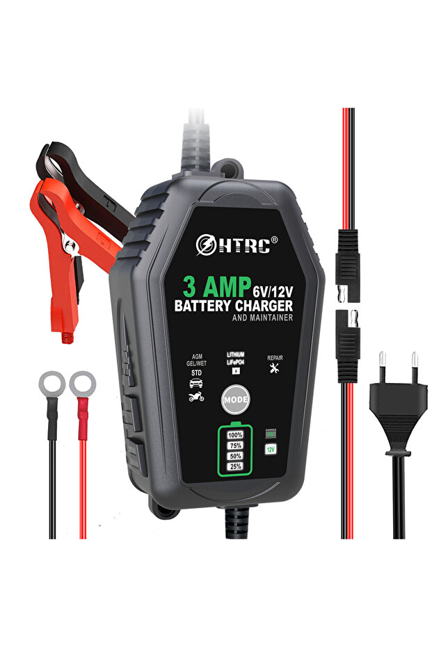 EU plug HTRC 6V 12V 3000mA Smart Battery Charger Automatic For Trickle Lithium LiFePO4 Lead-Acid AGM
