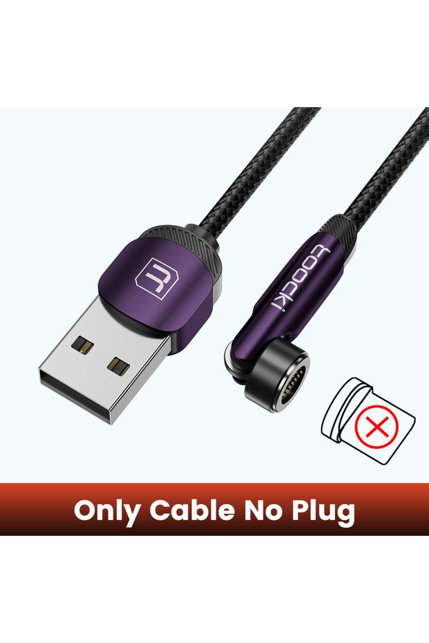 Purple 2m 540 Rotate Magnetic Cable 3A Fast Charging Micro USB Type C Cable For iPhone
