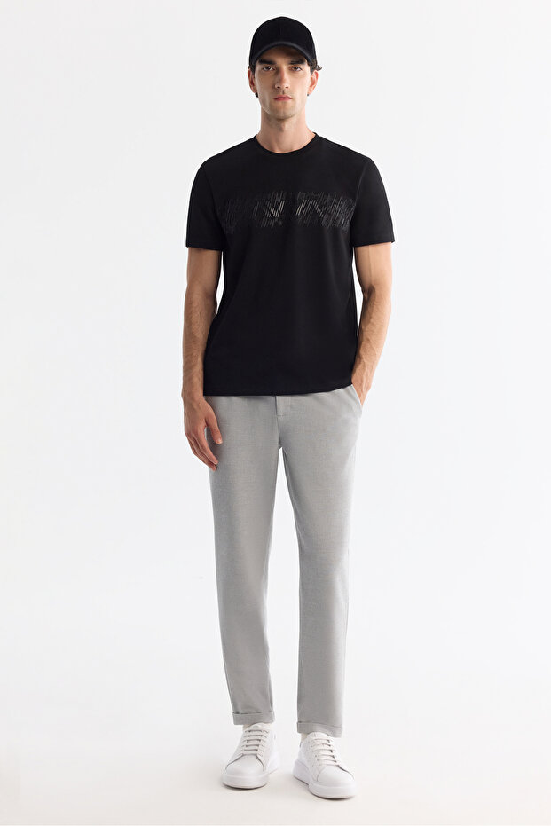 Men's Light Gray Side Elastic Bi-Stretch Easy-Iron Chino Slim Fit Trousers B003037