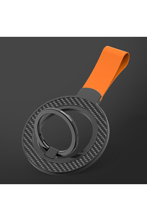 Black Fiber-Orange Universal Double-sided Magnetic Holder for Magsafe Mobile Phone Stand in Car Grip
