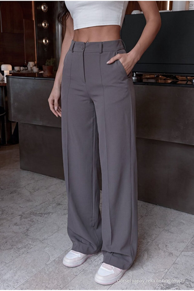 Women's High-Waisted Lycra Elastic Waist Casual Pants