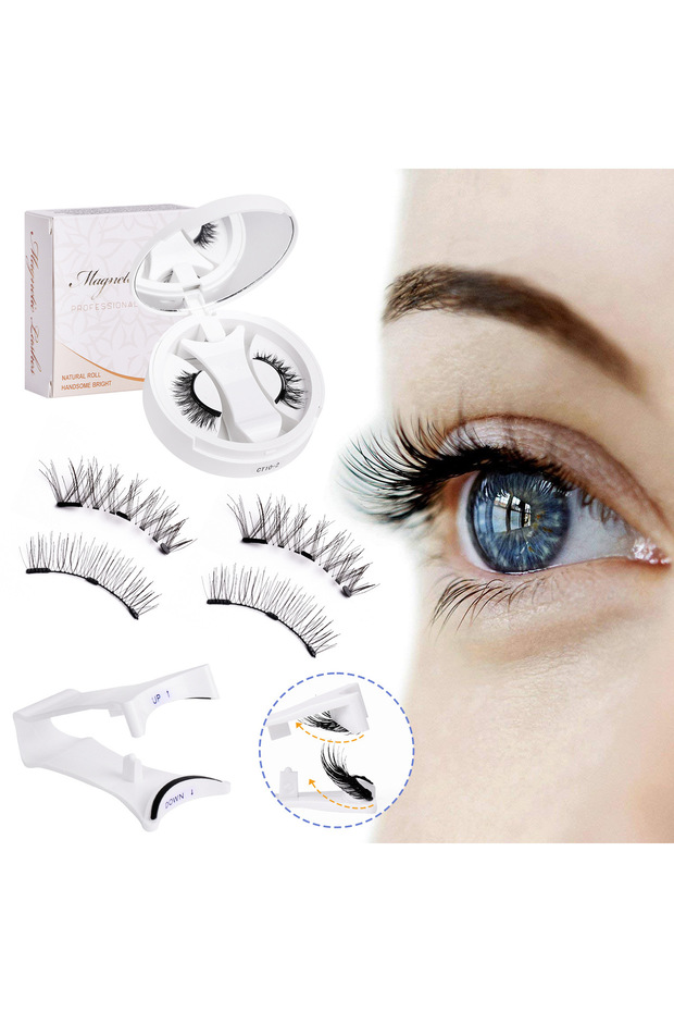 CT10-2 Magnetic Fake Eyelashes Set Reusable 3D Glue-free Waterproof Natural False Eyelashes With Tra
