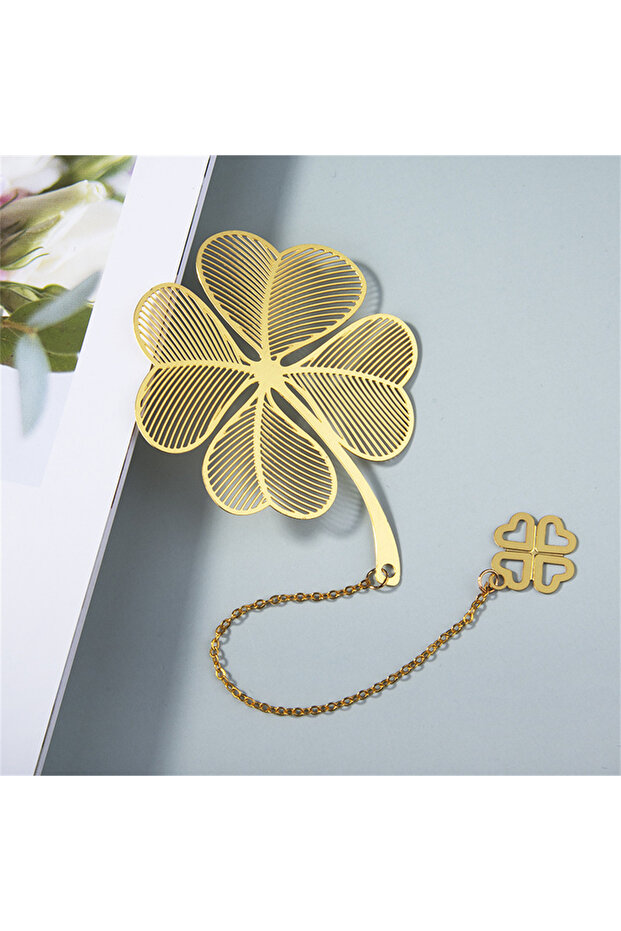 Style 1 1pc Gold Hollow Ginkgo Biloba Maple Leaf Lotus Vein Metal Bookmarks Student Chinese Style St