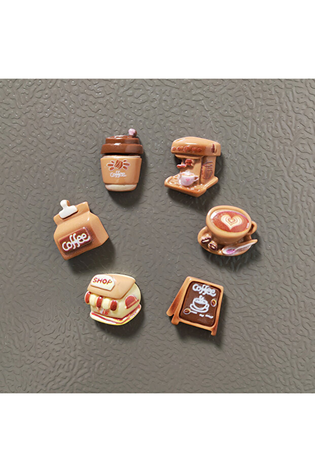 6pcs Coffee Set Coffee Desserts Simulated Food Refrigerator Magnets Coffee Bean Sticker Fridge Magne