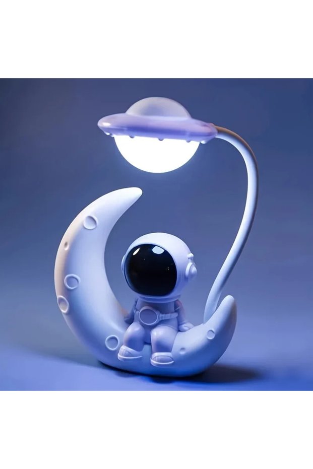 WHITE WHITE Creative Moon Astronaut Nightlight, LED Small Desk Lamp for Bedroom Decoration, Christma