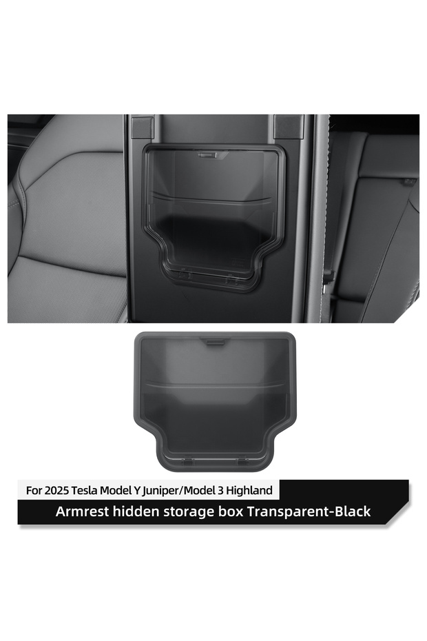 transparent black LUCKEASY for Tesla Model 3 Highland/Model Y Juniper 2025 2026 Car Armrest Box Hidd