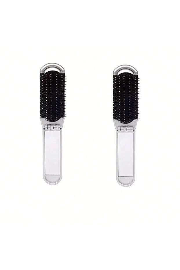 Sliver 2pc 2 In 1 Mini Hair Brush Folding Massage Comb Head Massage Anti-Static Portable Hair Combs