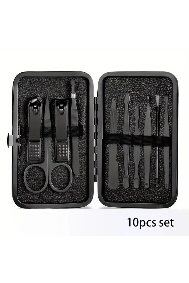 SET138-10 7-18 Piece Set of Black Stainless Steel Nail Clippers Complete Set of Nail Clippers Acne N