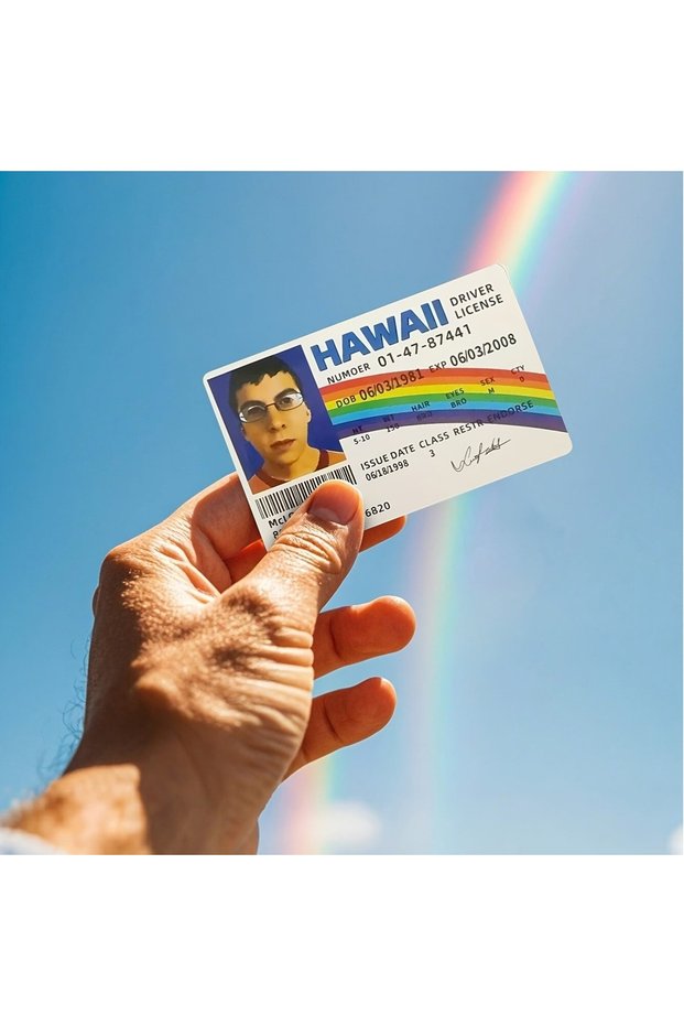 1PCS Novel PVC driver's license cards for Hawaii, prank party supplies, holiday gifts, durable party