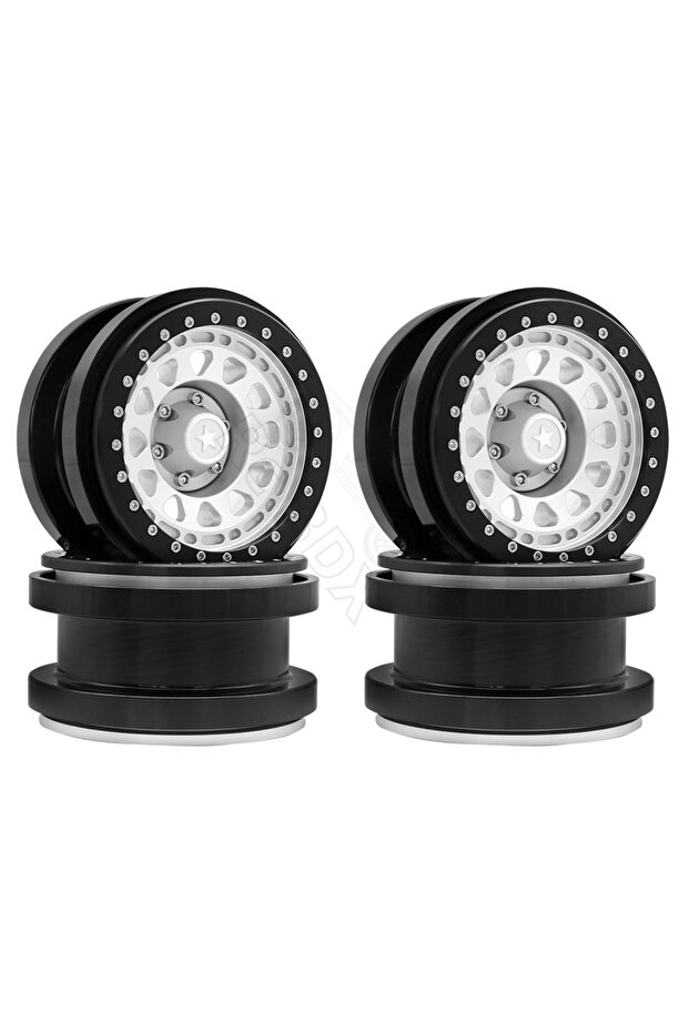 4pcs Silver black Rc jeep CNC Aluminum 2.9" Beadlock Wheel Hub Rim for 1/6 RC Crawler Car Axial SCX6