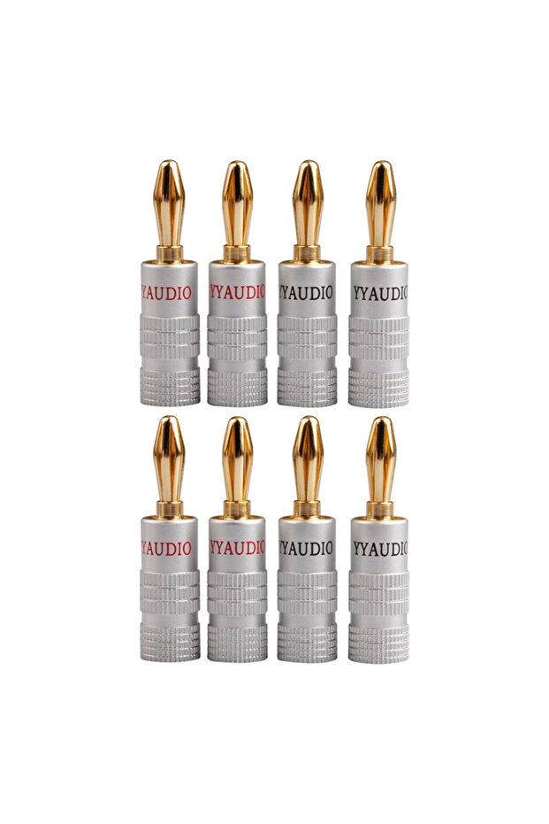8 pcs YYAUDIO Pure Copper Gold-Plated Banana Plug Speaker Connection 4MM Connector for Soundbox Loud