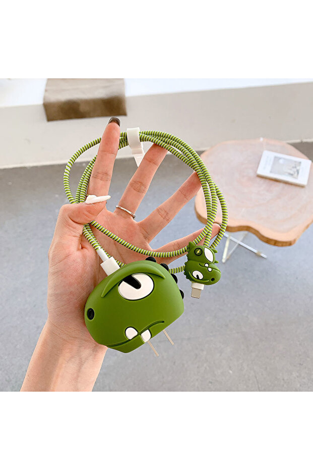 Green68 Charger Cable Protector Cover For iPhone 18W 20W Charger Protection Case Cute Dinosaur Prote