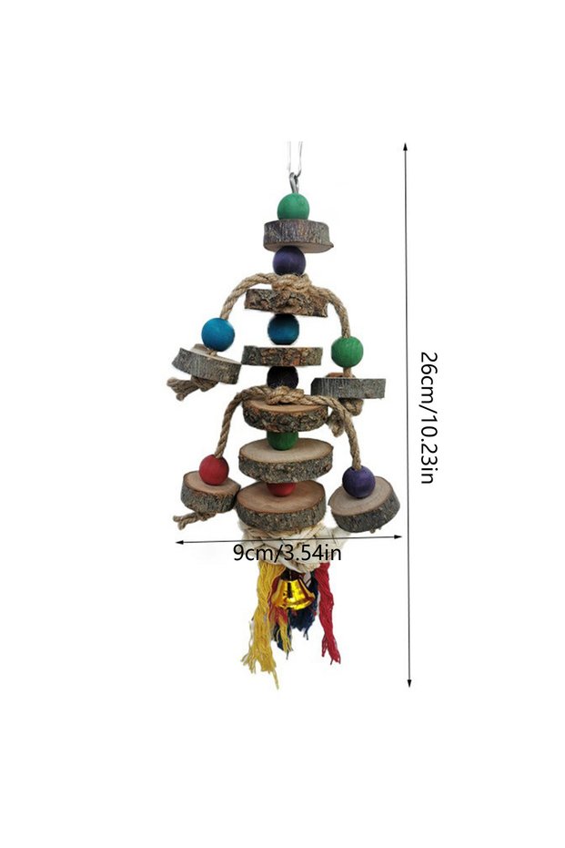 As shown Interactive Parrot Chew Toy Cotton Rope Wood Blocks Colorful Beads Hanging Bird Cage Enrich