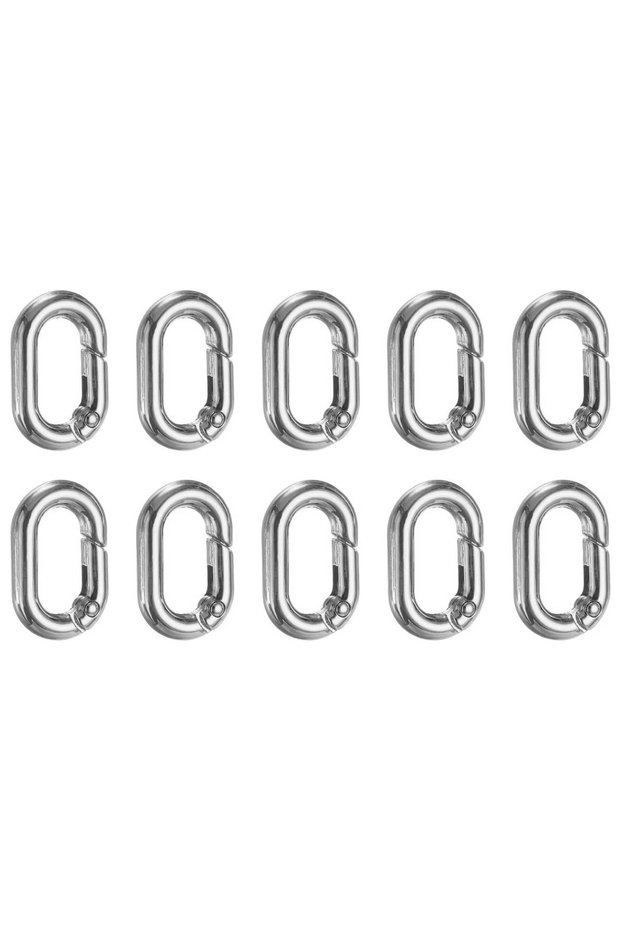Silver 10Pcs Spring Keyring, Oval Rings Snap Clips Buckle Claps Accessories for Bags Purses Keychain