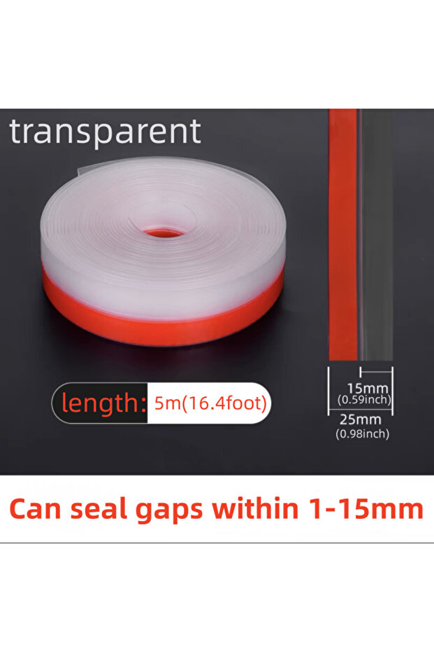 25mm 5m Translucent 1pc Silicone Seal Strip, Weather Stripping For Door Or Window, Weatherproof Soun