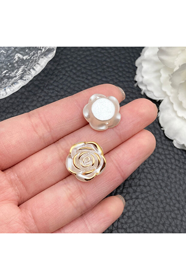 22133-30pcs 30pcs Acrylic Gold-Trimmed Gilded Perforated Rose Set - Perfect for DIY Necklace/Earring