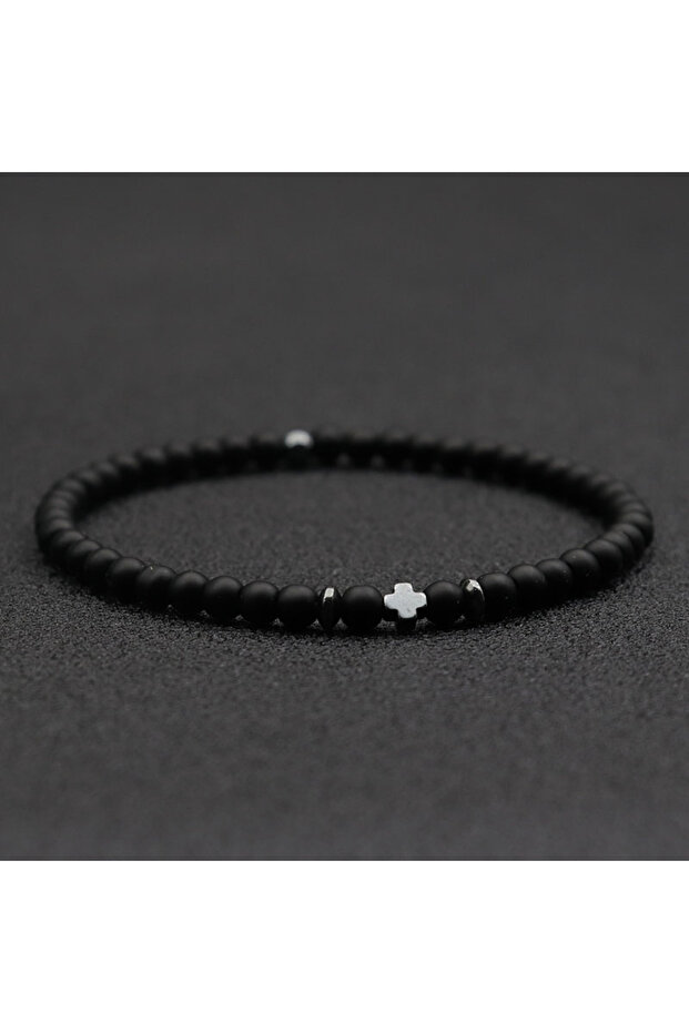 Onyx Stone Noter Men Bracelet 6 Colors 4mm Beads Strand Braslet Natural Hematite Stone Healing Bracl