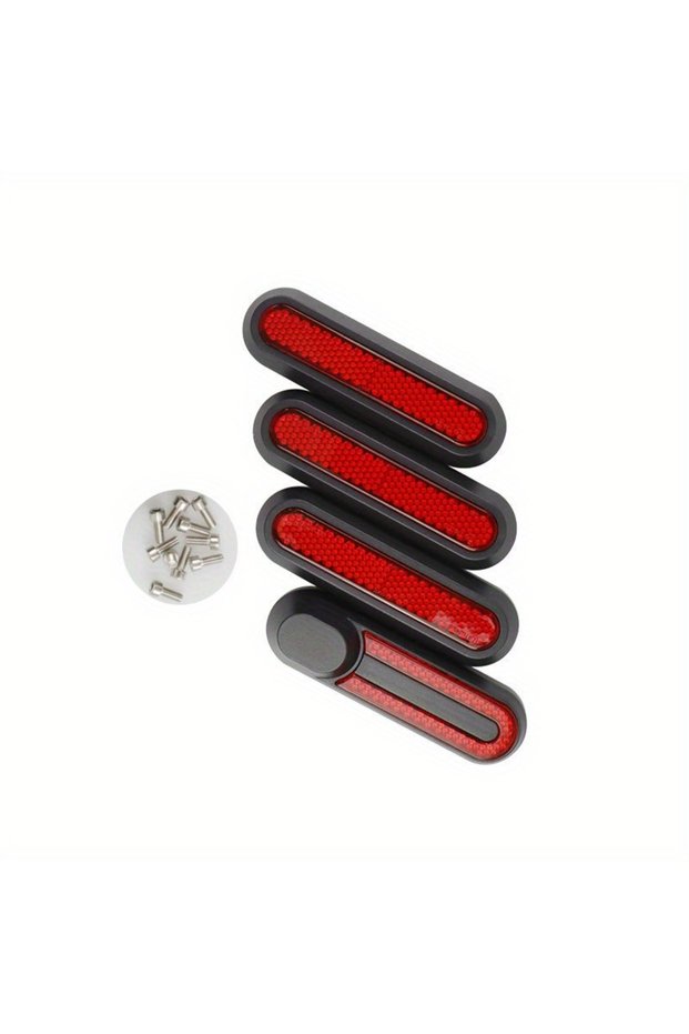 Red 1 set of reflective strip skateboard wheel hub cover with screws rear wheel protection decorativ