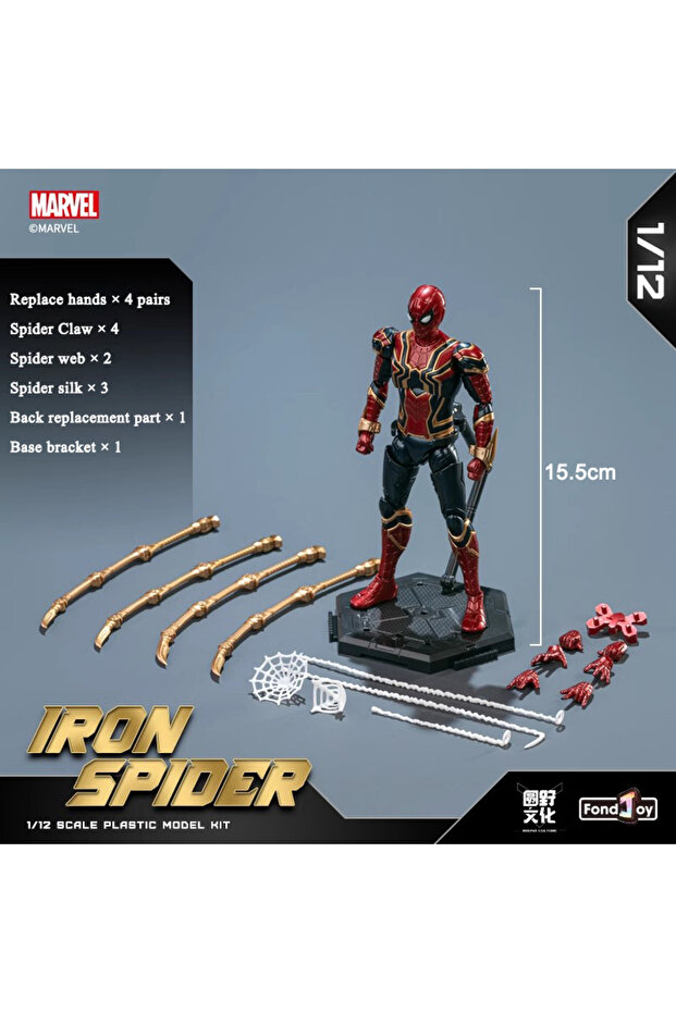 01 Genuine Marvel Figure Assembled Toys 6-inch Iron Spider Man Joint Movable Anime Action Figure Mod