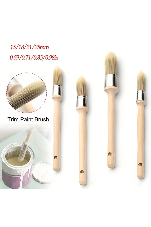 15mm Light Yellow Trim Paint Brush 15/18/21/25mm Edge Painting Tool Trim Painting Brush with Wood H