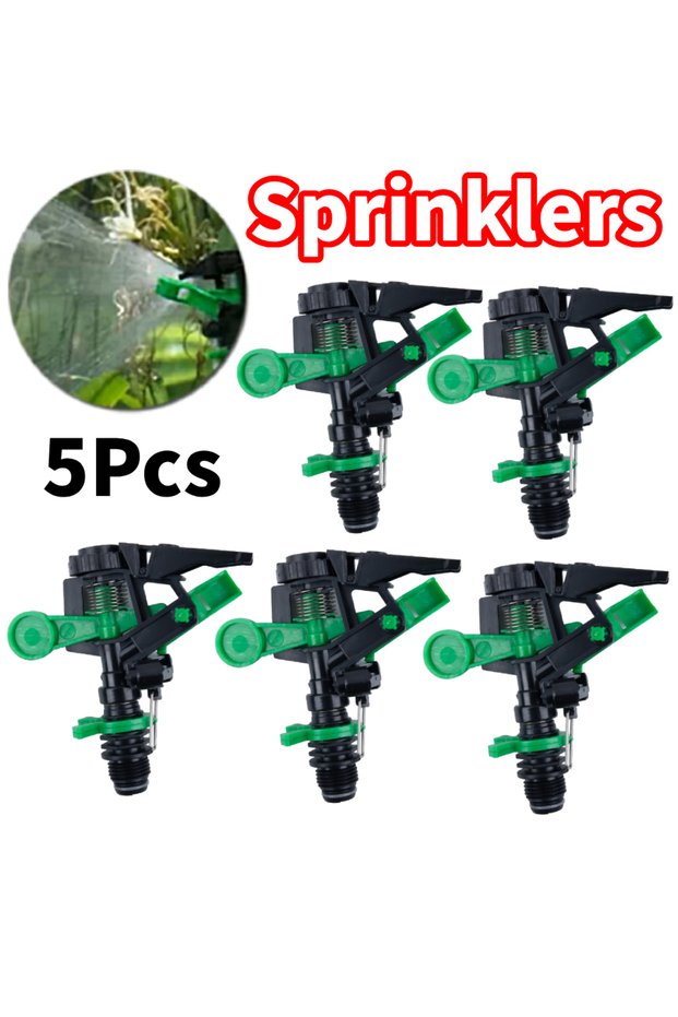 5Pcs ABS Sprinkler Head Adjustable 0-For 360 Degree 34Ft-60Ft Spray Distance Lawn Water Sprinklers G