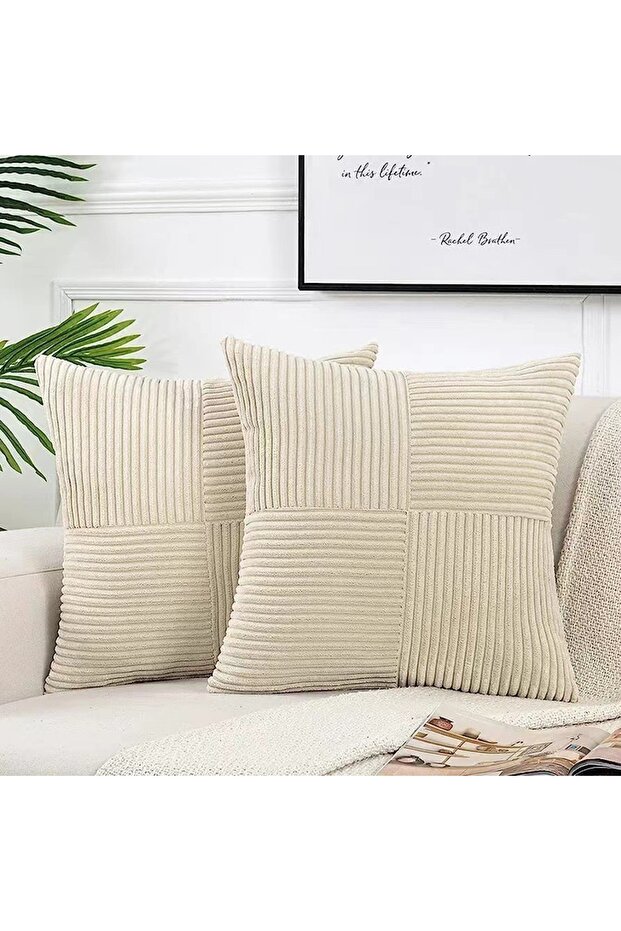 50x50CM Beige Yellow Simple Style Polyester Cushion Cover stripe Pillow Cover White Beige Pink Solid