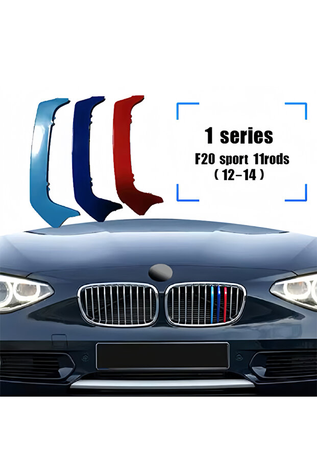 12-14 F20 11ods 3PCS ABS Tri-colour Car Racing Grills Trim Strips For BMW 1 Series E81 E82 E87 E88 F