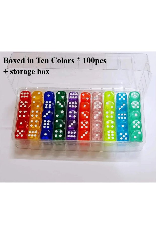 Boxed ten colors 100pcs Dice Set for Board Games 14mm D6 Accessories for TCG MTG Card Game Acrylic G
