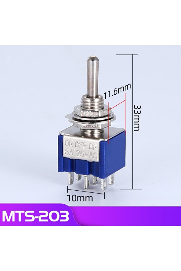 10pcs MTS-203 MTS-102 103 202 Series 5/10pcs Toggle Switch 6A 125VAC On-On SPDT 6mm Mini DPDT On-Off