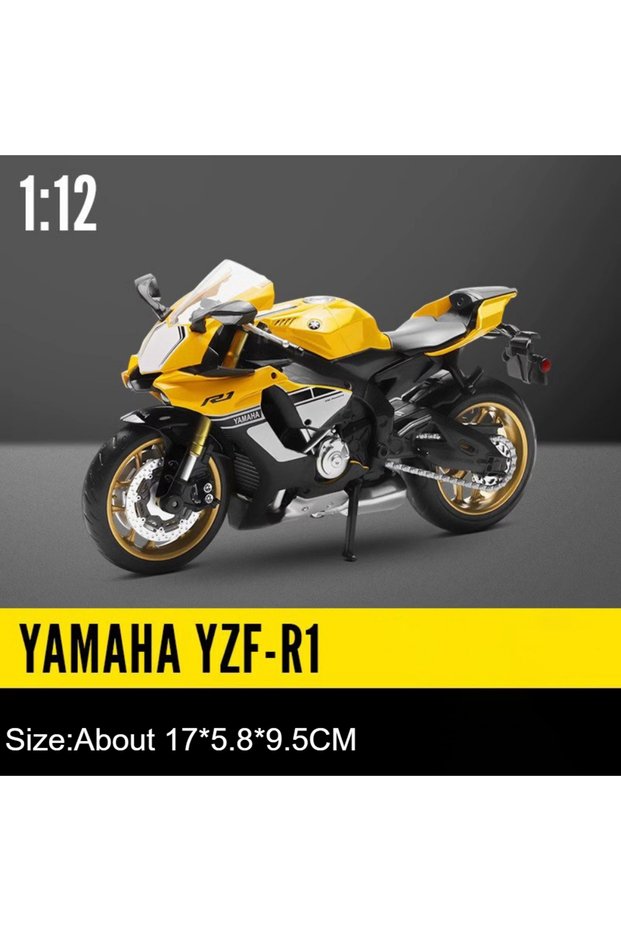YZF-R1 Yellow 1:12 YAMAHA YZF-R1 Alloy R1M Motorcycle Diecast Car Toys Front Wheel Steering Rear Whe