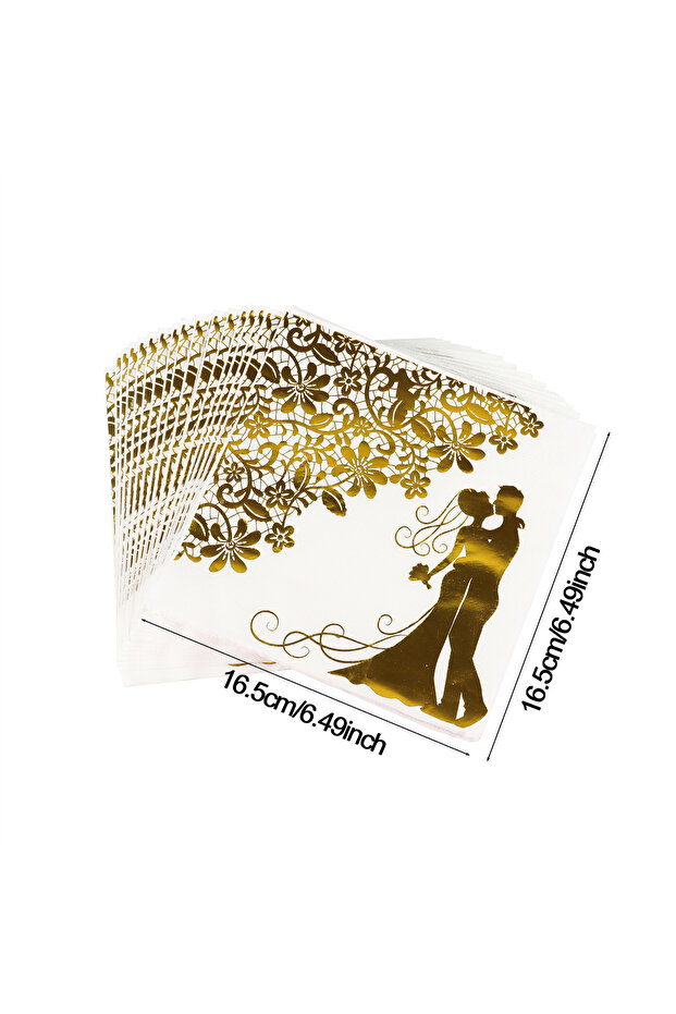 Style 20pcs Wedding Decorations Gilded Bride and Groom Printed Paper Napkins Anniversary Decor Home