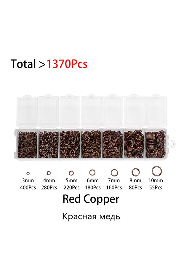 Red Copper 1370PCS/Set 3 4 5 6 7 8 10 mm Open Jump Ring Connectors DIY For Necklace Bracelect Jewelr