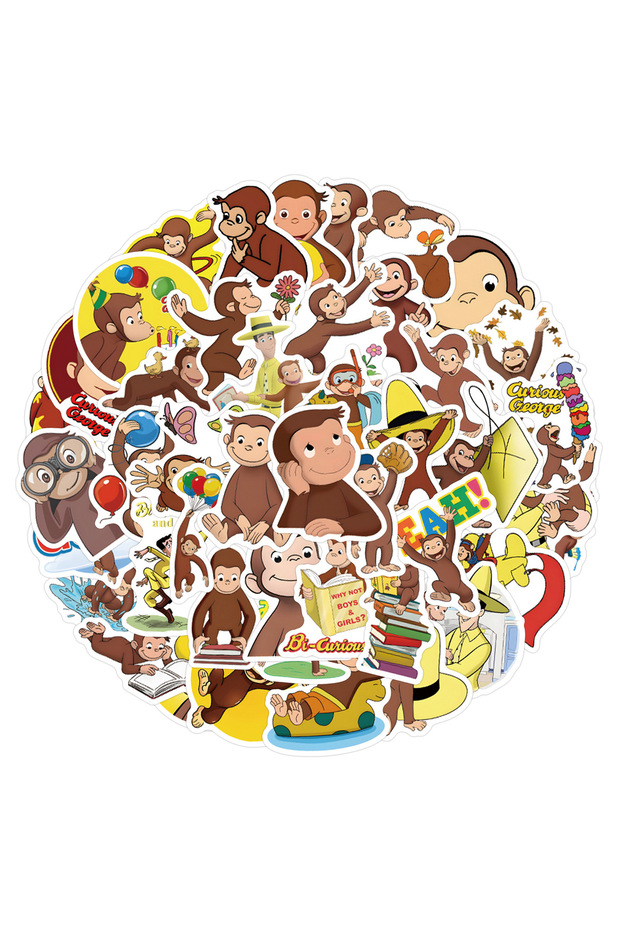 60PCS 60Pcs Curious George Graffiti Stickers Waterproof for Phone Luggage Water Bottle Skateboard De