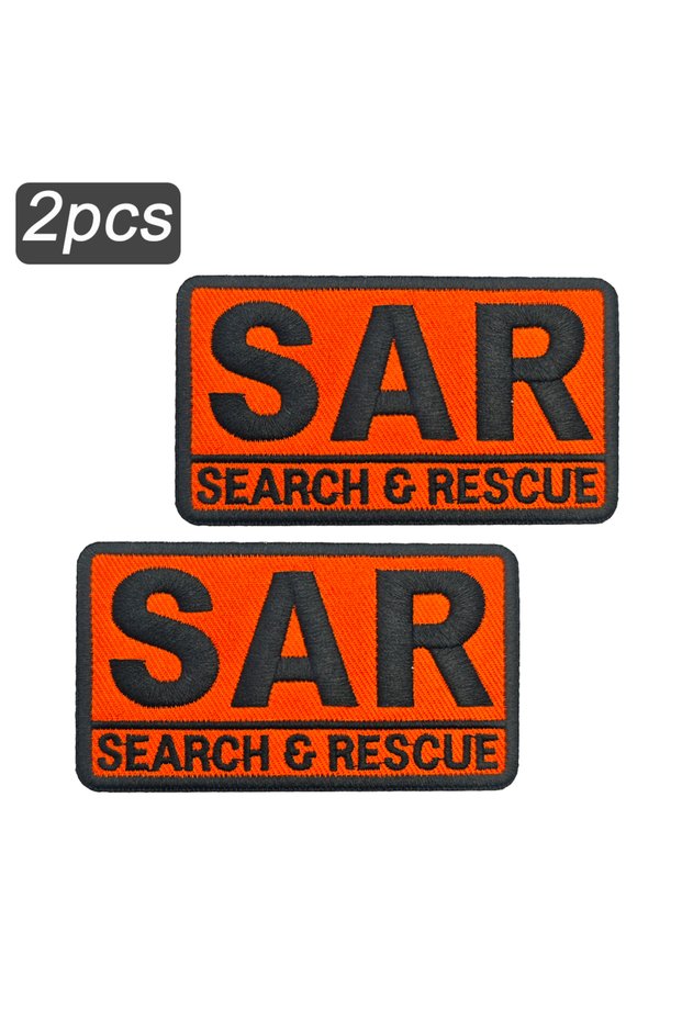 2pcs SAR Search & Rescue Embroidered Patch Hook and Loop, Tactical Safety ID Emblem Morale Badge DIY