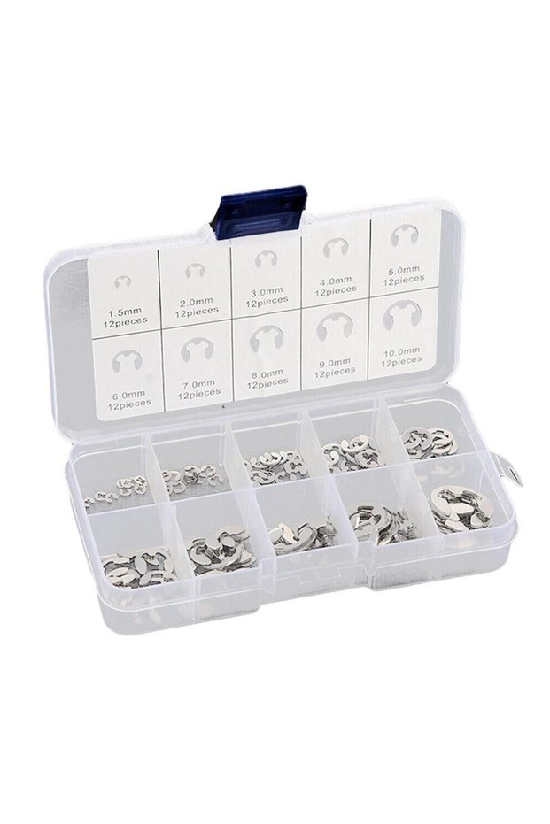 1 box Open Retainer Type E Circlip 120Pcs 304 Stainless Steel E Clip Washer M1.5-M10 Circlip Retaini
